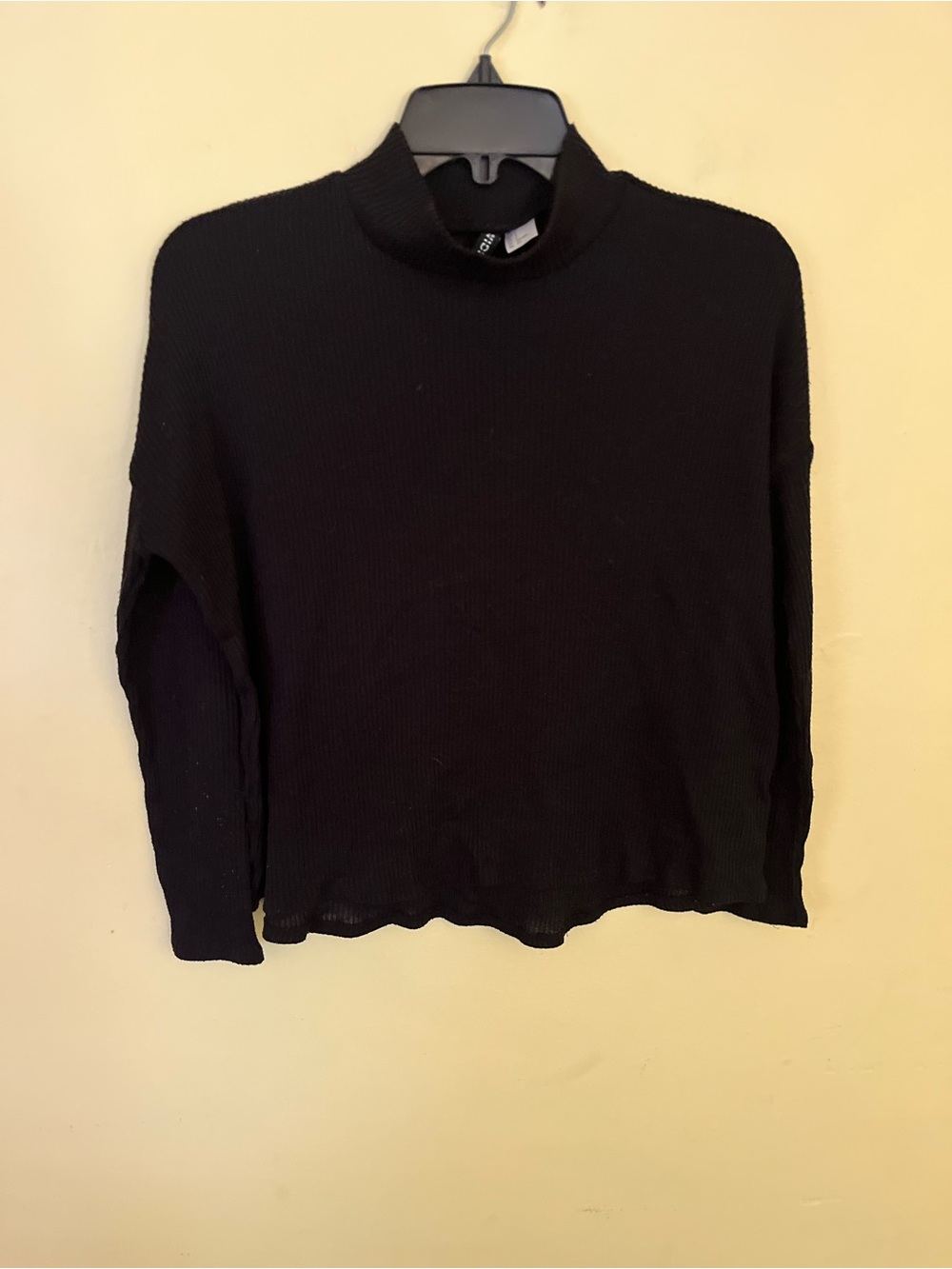 Divided Black Lightweight Ribbed Mock Neck Sweater Small
